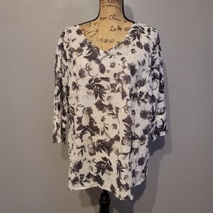 Lane Bryant Gray And White Floral Top NWT